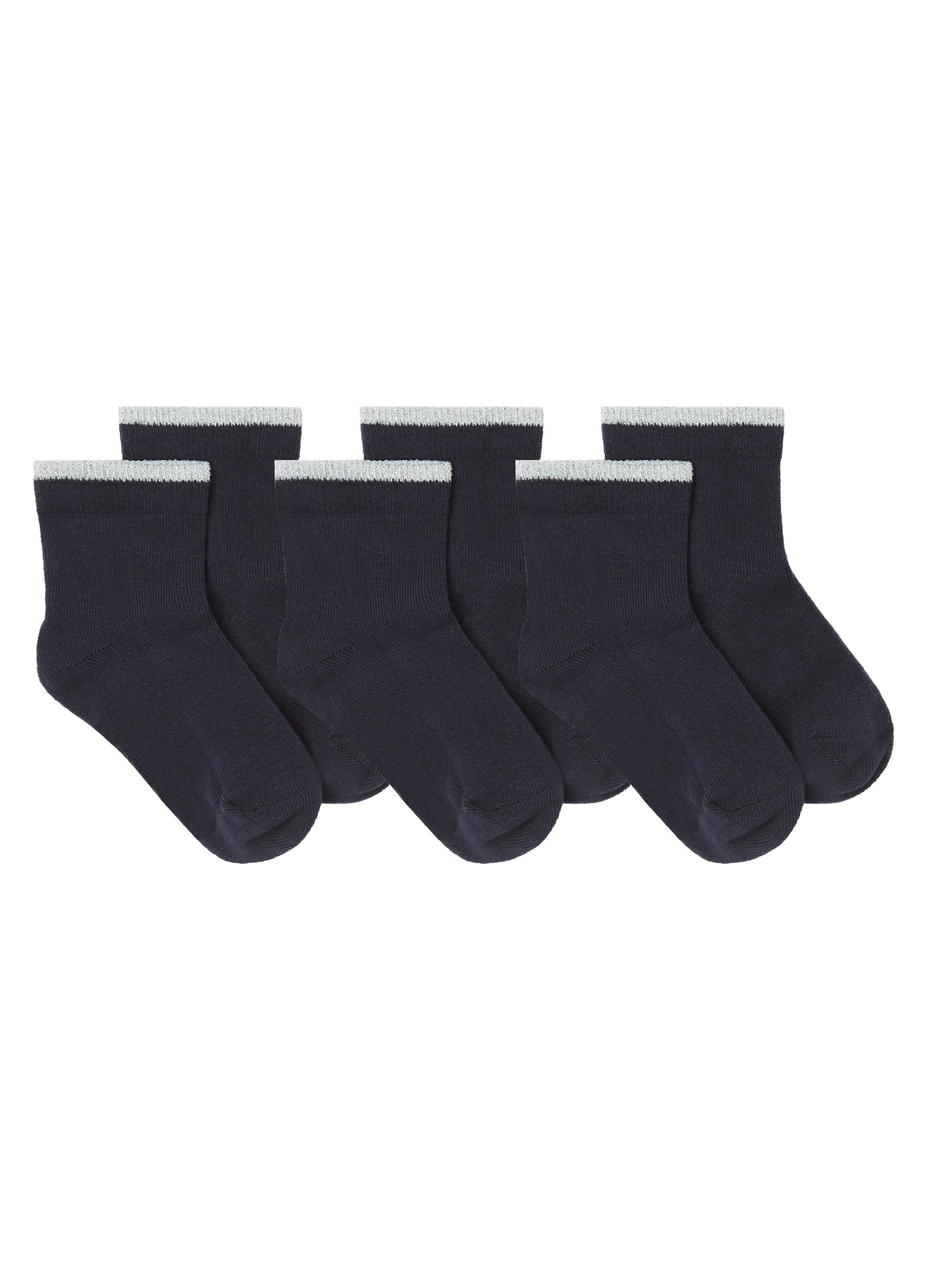 GIRL - Short stretch socks with ribbing, 3 pieces pack.