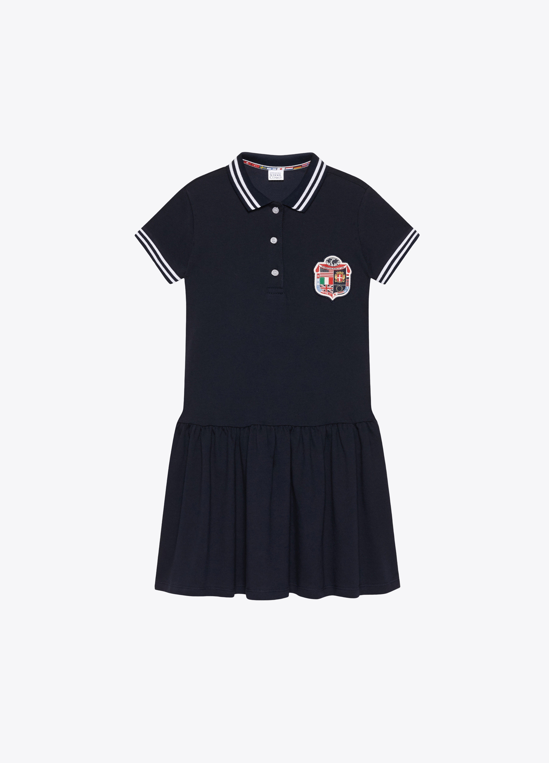 GIRL - Abito elasticizzato in piquet con patch. GIRL - Abito elasticizzato in piquet con patch.