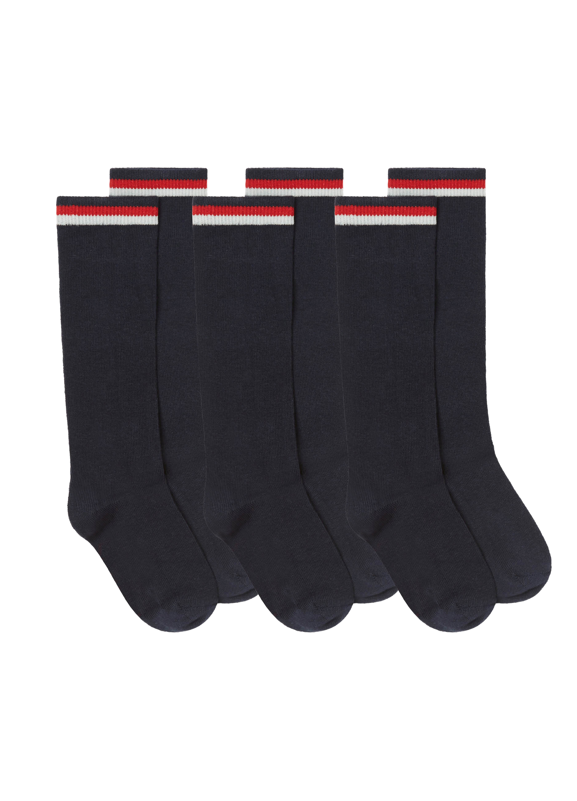 BOY - Long stretch socks with ribbing, 3 pieces pack.