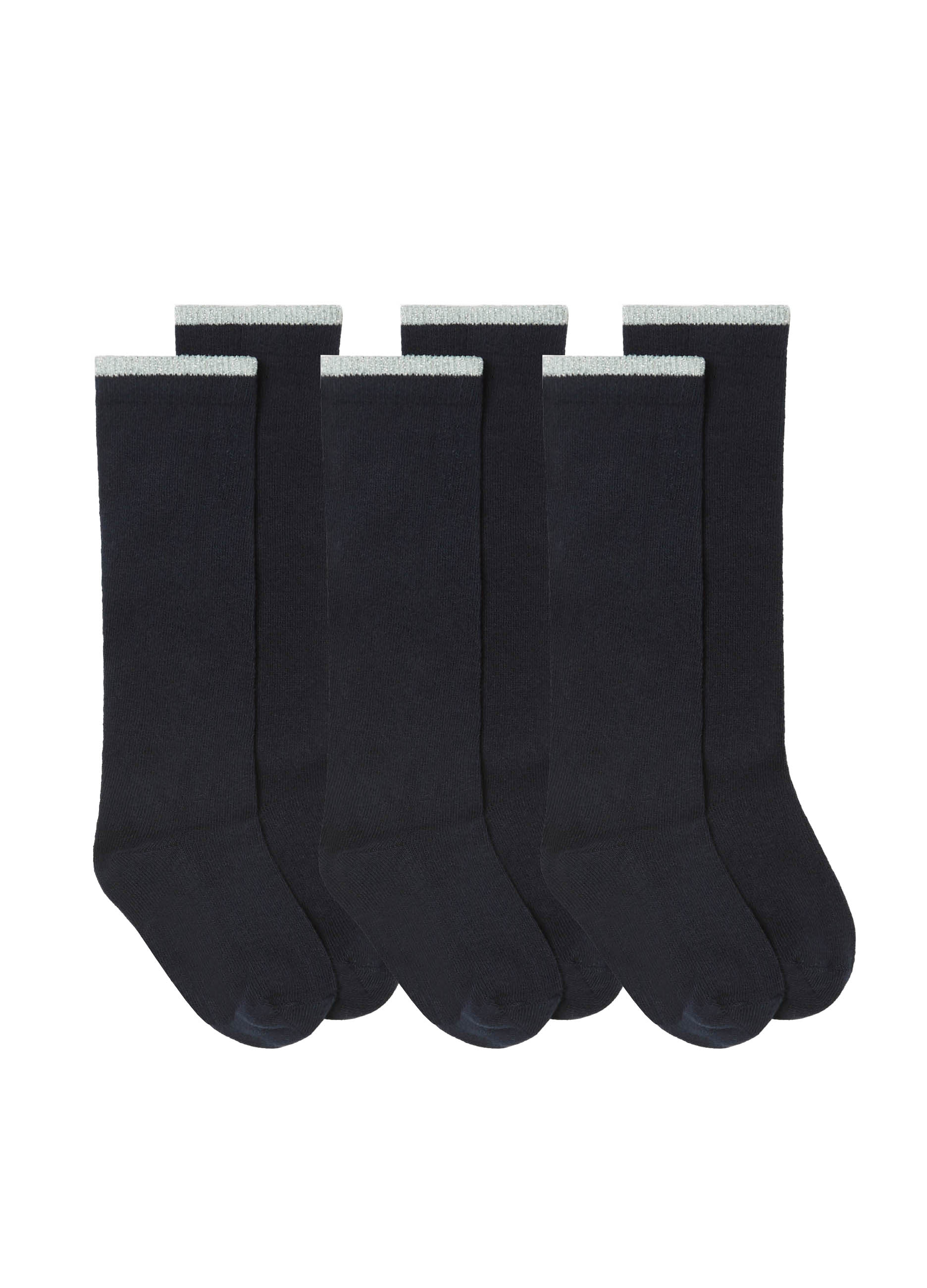 GIRL - Long stretch socks with ribbing, 3 pieces pack.