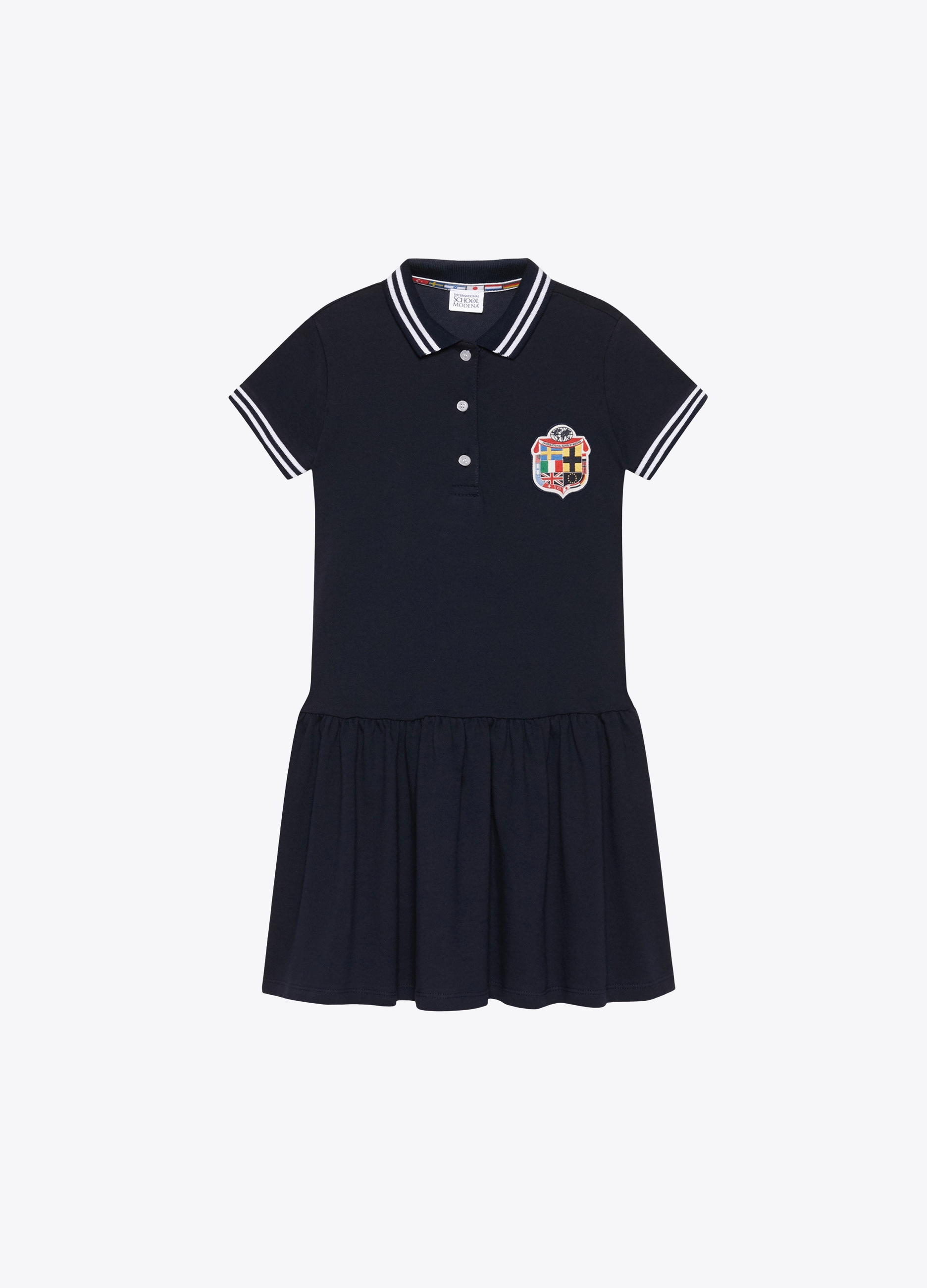 GIRL - Abito elasticizzato in piquet con patch. GIRL - Abito elasticizzato in piquet con patch.