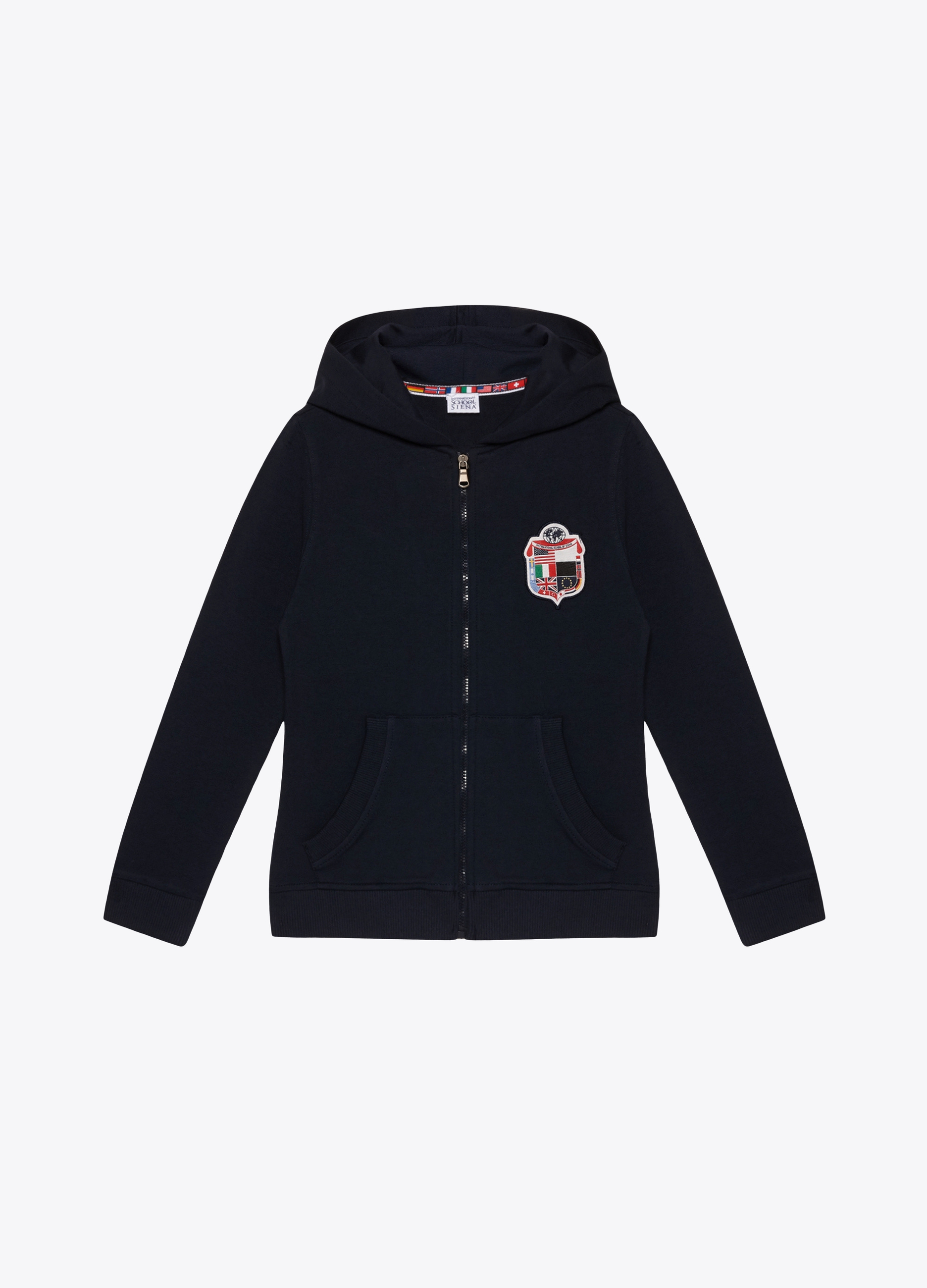 GIRL - Felpa elasticizzata con cappuccio e zip in felpa leggera. GIRL - Felpa elasticizzata con cappuccio e zip in felpa leggera.